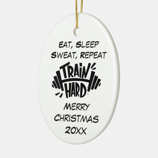 Custom Dated Christmas Train Hard Repeat Quote Keramik Ornament (Links)