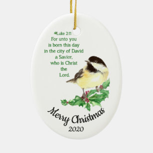 Custom Dated Christmas Verse Luke 2:11 Keramik Ornament