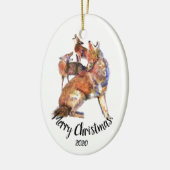 Custom Dated Howling Coyotes Frohe Weihnachten Keramikornament (Links)