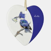Custom Dated Kingfisher Watercolor Bird Keramikornament (Rechts)