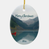 Custom Dated Lake Friedlich Red Canoating Keramik Ornament (Vorne)