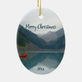 Custom Dated Lake Friedlich Red Canoating Keramik Ornament (Hinten)