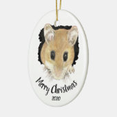Custom Dated Niedlich Mouse Peeking Frohe Weihnach Keramikornament (Links)