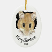 Custom Dated Niedlich Mouse Peeking Frohe Weihnach Keramikornament (Vorne)
