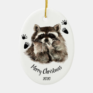 Custom Dated Raccoon Blowkisses, Liebe Tiere Keramikornament