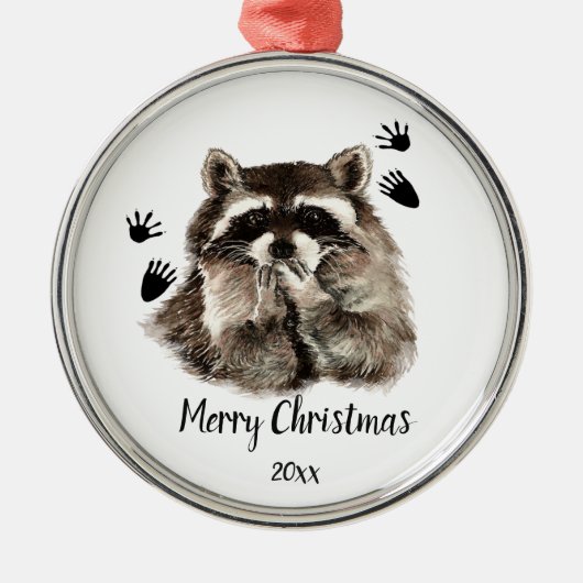 Custom Dated Raccoon Blowkisses, Liebe Tiere Ornament Aus Metall (Vorne)