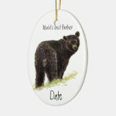 Custom Dated World's Best Brother Black Bar Keramikornament (Links)