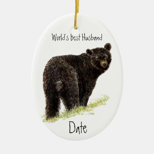 Custom Dated World's Best Husband Black Bar Keramikornament (Vorne)