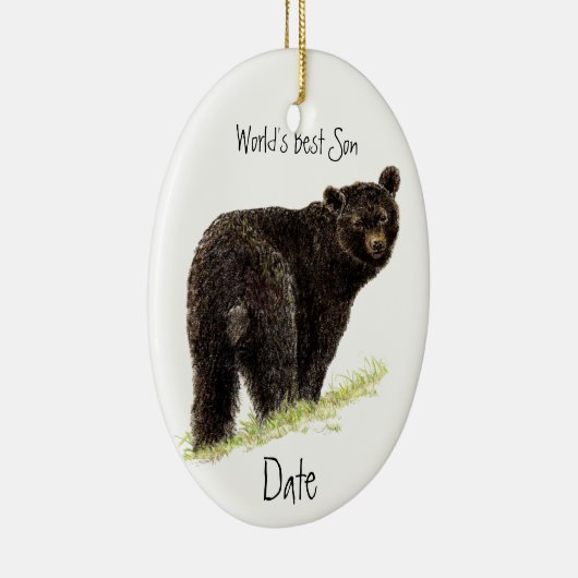 Custom Dated World's Best Son Black Bar Keramikornament (Rechts)