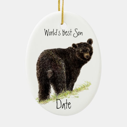 Custom Dated World's Best Son Black Bar Keramikornament (Hinten)