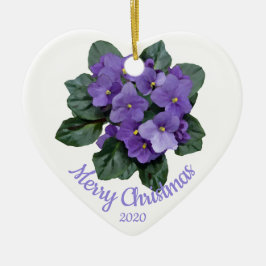 Custom Dating Christmas African Violet Blume Keramikornament