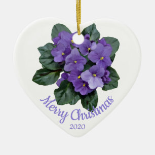 Custom Dating Christmas African Violet Blume Keramikornament