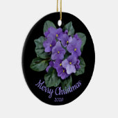 Custom Dating Christmas African Violet Blume Keramikornament (Rechts)