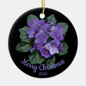 Custom Dating Christmas African Violet Blume Keramikornament (Vorne)
