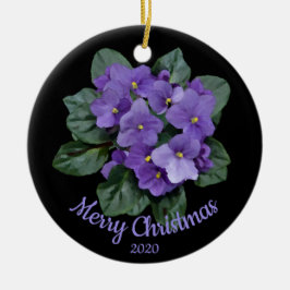 Custom Dating Christmas African Violet Blume Keramikornament