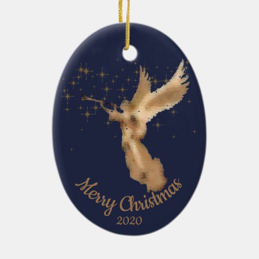 Custom Dating Christmas Angel Starry Sky Keramik Ornament (Hinten)
