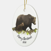 Custom Dating Christmas Bear Family Cub Tierart Keramik Ornament (Links)