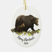 Custom Dating Christmas Bear Family Cub Tierart Keramik Ornament (Hinten)