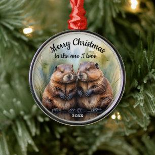 Custom Dating Christmas Beaver One I Liebe Ornament Aus Metall