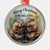 Custom Dating Christmas Beaver One I Liebe Ornament Aus Metall (Vorne)