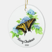 Custom Dating Christmas Butterfly Hydrengea Blume Keramik Ornament (Links)