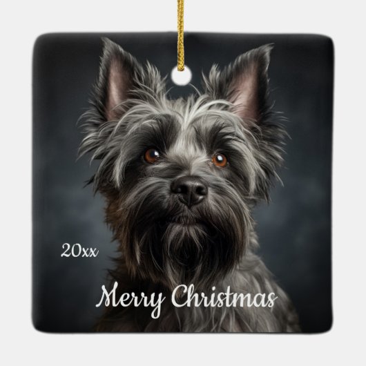 Custom Dating Christmas Cairn Terrier Dog Pet Keramikornament (Rückseite)