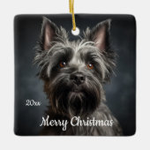 Custom Dating Christmas Cairn Terrier Dog Pet Keramikornament (Vorderseite)