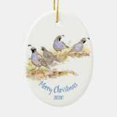 Custom Dating Christmas California Quail Bird Art Keramik Ornament (Hinten)