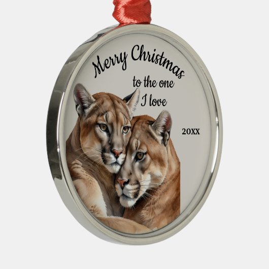 Custom Dating Christmas Cougar One I Liebe Ornament Aus Metall (Rechts)