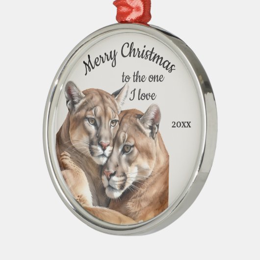 Custom Dating Christmas Cougar One I Liebe Ornament Aus Metall (Links)