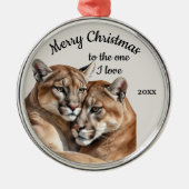 Custom Dating Christmas Cougar One I Liebe Ornament Aus Metall (Vorne)