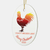 Custom Dating Christmas Crazy Chicken Lady Fun Keramikornament (Links)