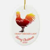 Custom Dating Christmas Crazy Chicken Lady Fun Keramikornament (Vorne)