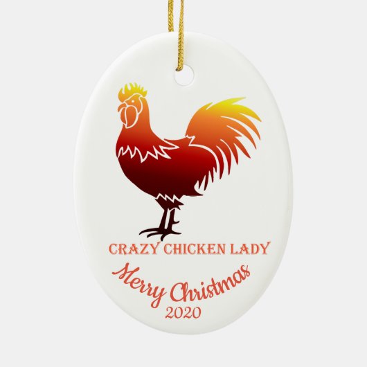 Custom Dating Christmas Crazy Chicken Lady Fun Keramikornament (Hinten)