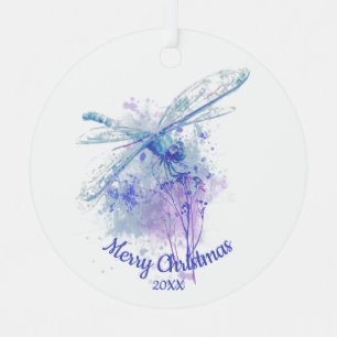 Custom Dating Christmas Dragonfly Wasserfarben Kun Ornament Aus Metall