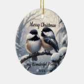 Custom Dating Christmas Friend Chickadee Birds Keramik Ornament (Rechts)