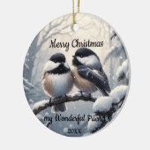 Custom Dating Christmas Friend Chickadee Birds Keramik Ornament (Links)