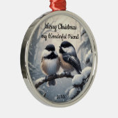Custom Dating Christmas Friend Chickadee Birds Ornament Aus Metall (Rechts)