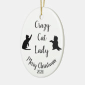 Custom Dating Christmas Fun Crazy Cat Lady Keramikornament (Links)