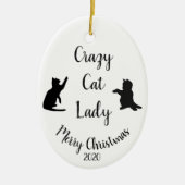 Custom Dating Christmas Fun Crazy Cat Lady Keramikornament (Vorne)