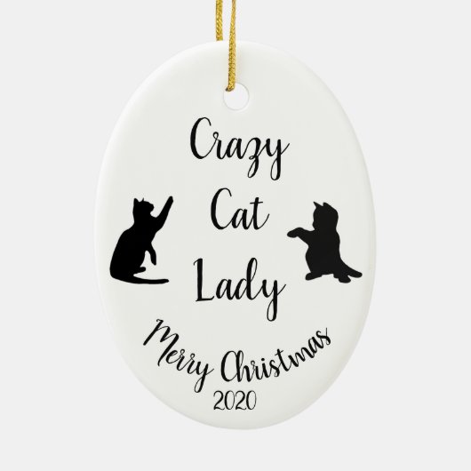 Custom Dating Christmas Fun Crazy Cat Lady Keramikornament (Hinten)