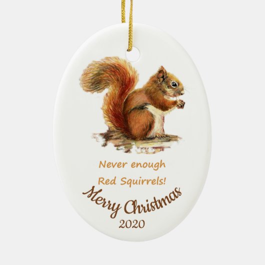 Custom Dating Christmas Fun Red Squirrel Zitat Keramikornament (Hinten)