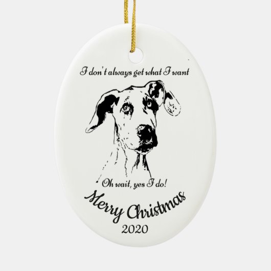 Custom Dating Christmas Great Dane Hunde Humor Keramikornament (Hinten)
