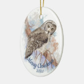 Custom Dating Christmas Great Gray Owl Bird Keramik Ornament (Links)
