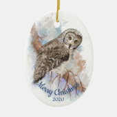 Custom Dating Christmas Great Gray Owl Bird Keramik Ornament (Vorne)