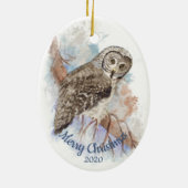 Custom Dating Christmas Great Gray Owl Bird Keramik Ornament (Hinten)