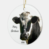 Custom Dating Christmas Holstein Kuh Farm Keramik Ornament (Links)