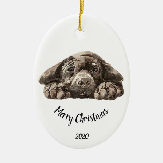 Custom Dating Christmas Labrador Retriever Keramik Ornament (Vorne)