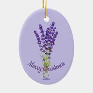 Custom Dating Christmas Lavender Garden Blume Keramik Ornament