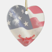 Custom Dating Christmas Liebe USA Flag Keramikornament (Rechts)